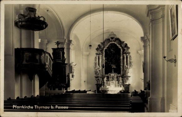 Postcard Thyrnau in Lower Bavaria, parish church