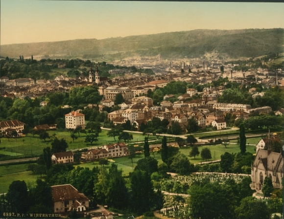 Photo Winterthur Kt. Zurich Switzerland, total view of the village