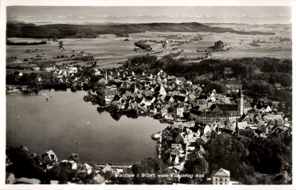 Postcard Bad Waldsee in Upper Swabia Württemberg, aerial photograph, total view