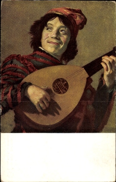 Künstler Ak Hals Frans, Der Narr, Mann, Mandoline