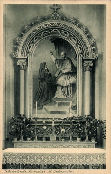Postcard Zangberg in Upper Bavaria, Educational Institute of the Salesian Sisters of St. Joseph, monastery church, altar