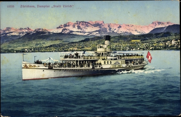 Ak Lake Zurich Kanton Zürich, stoombootstad Zürich