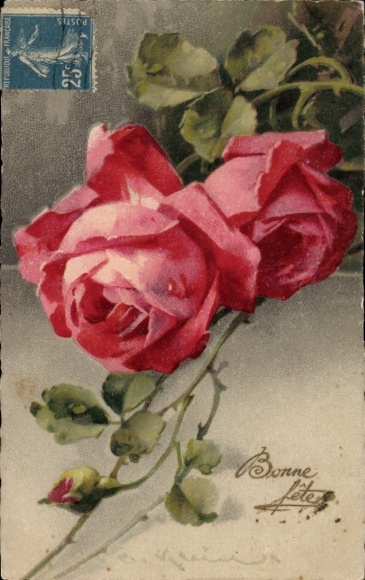 Artist Postcard Klein, Catharina, Roses, Blossoms and Buds, Meissner & Buch 2025