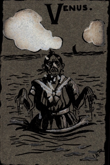 Artist Postcard Venus, Old Lady in the Water