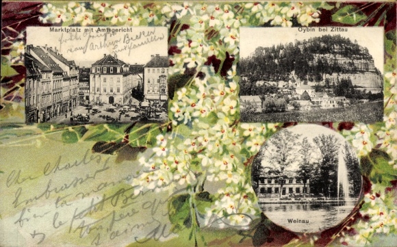 Passepartout Ak Zittau in Sachsen, Marktplatz, Amtsgericht, Weinau, Oybin