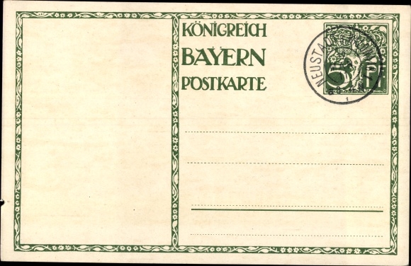 Postwaardestuk postkaart kunstenaar Diez, prins-regent Luitpold van Beieren, 90e verjaardag 1911, meisje