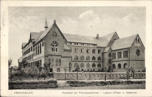 Postcard Eschweiler North Rhine Westphalia, Franciscan boarding school, Lyceum