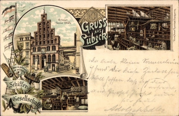 Chromo-Litho Lübeck in Schleswig Holstein, Schiffergesellschaft, interior view
