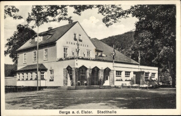 Ak Berga an der Elster Thüringen, Stadthalle
