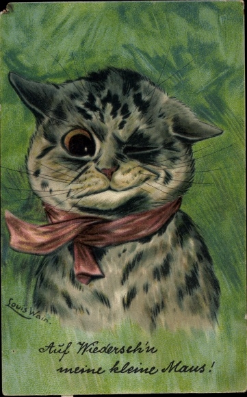 Künstler Ak Wain, Louis, Zwinkernde Katze, Kater