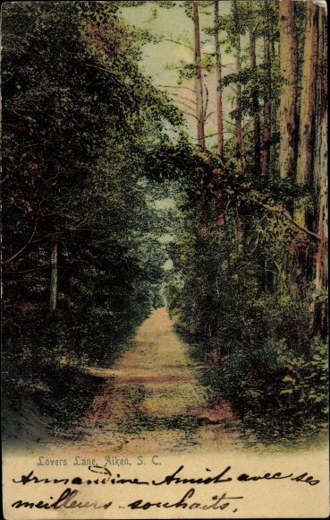 Briefkaart Zuid-Carolina de VS, Lovers Lane