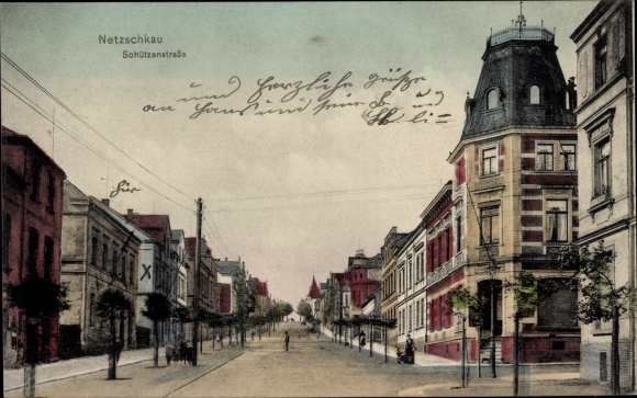Ak Netzschkau im Vogtland, Schützenstraße