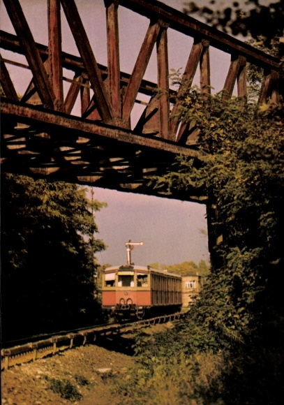 Postcard Berlin Zehlendorf Düppel, S-Bahn on the route