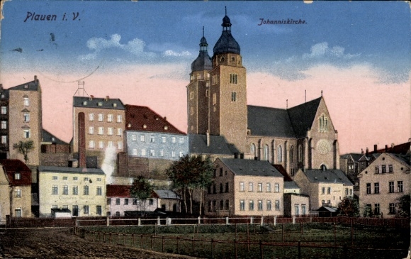 Postcard Plauen in Vogtland, St. John's Church