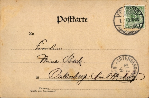 Postcard man at the table, waitress, Lindenwirtin, wine glass