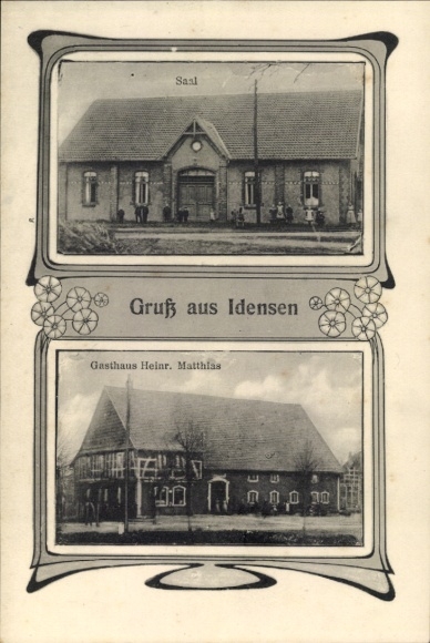 Art Nouveau passepartout Postcard Idensen in Lower Saxony, inn of H. Matthias, hall