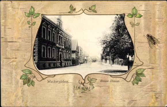 Passepartout Postcard Wackersleben in Saxony Anhalt, Große Straße