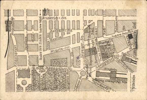 City map Postcard Berlin Kreuzberg, Hôtel Thüringer Hof, Hedemannstraße 8, owner Hermann Siewerth