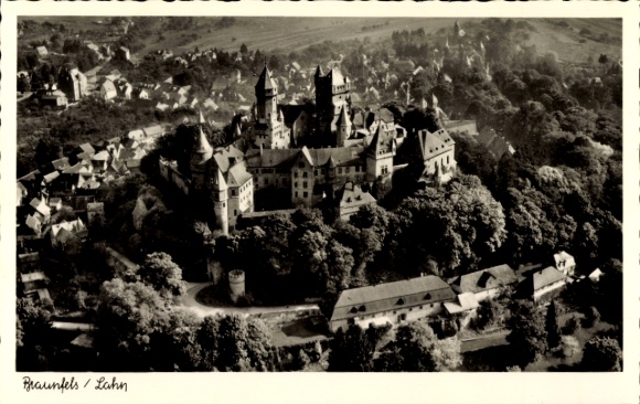 Postcard Braunfels on the Lahn, aerial photograph