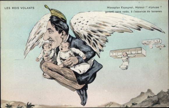 Artists Postcard Orens, Les Rois Volants, Monoplan Espagnol, Moteur Alphonse