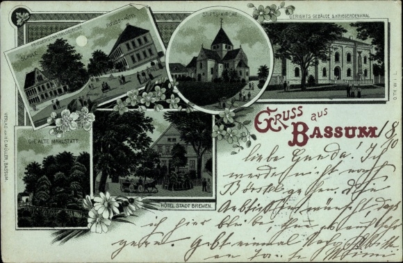 światło księżyca lito Bassum w dzielnicy Diepholz, kolegiata, Friedenseiche, szkoła, hotel Pleuss