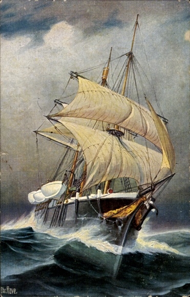 Artist Postcard Rave, Chr., Marine Gallery No. 14, Norwegian Beaked Whale Ship