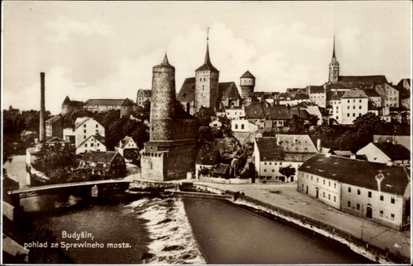 Ak Bautzen in der Oberlausitz, Stadtpanorama, Wehr