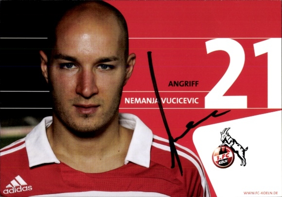 Autograph card footballer Nemanja Vucicevic, 1. FC Köln, autograph