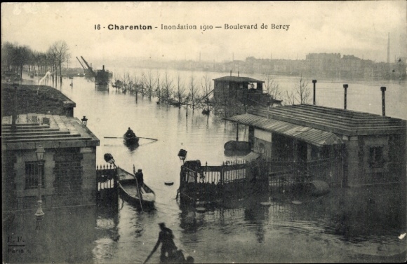Ak Charenton Val de Marne, Inondation 1910, Boulevard de Bercy