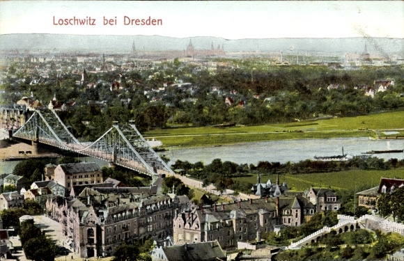 Ak Dresden Nordost Loschwitz, Blick auf den Ort