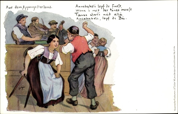 Künstler Ak Tobler, V., Aus dem Appenzeller Land, Paare beim Tanz
