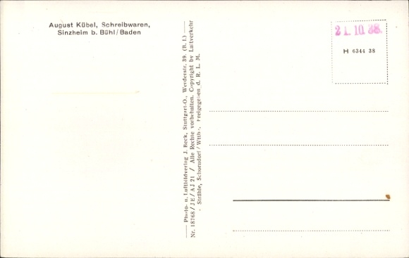 Postcard Sinzheim in Baden, aerial photograph