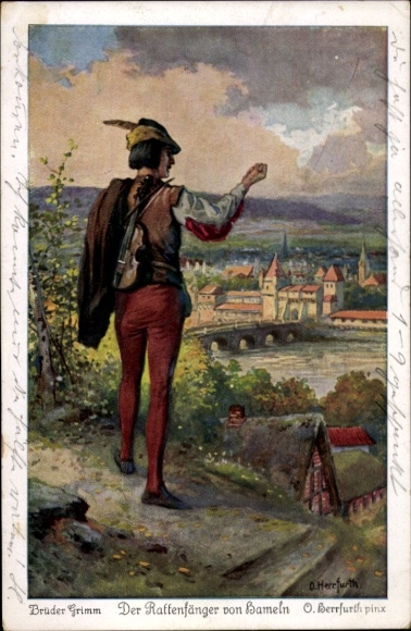 Künstler Ak Herrfurth, Oskar, Märchen, Gebrüder Grimm, Der Rattenfänger von Hameln