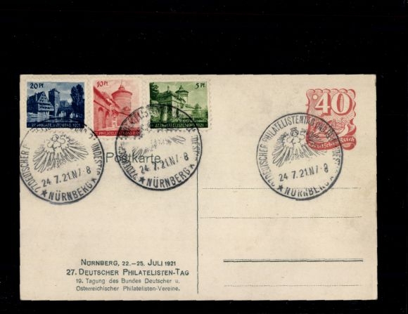 Postwaardestuk Ak PP 52 C1 01, 27e Duitse Filatelistendag 1921