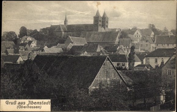 Postcard Ilbenstadt Niddatal in Hesse, view from the west