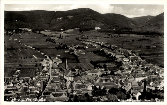 Ak Rhodt an der Weinstraße Rhodt unter Rietburg in der Pfalz, Luftaufnahme von Rhodt a. d. Weinst