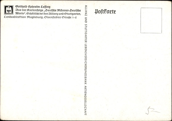 Artist PC Gotthold Ephraim Lessing, portrait, advertisement, Allianz Lebensversicherung AG