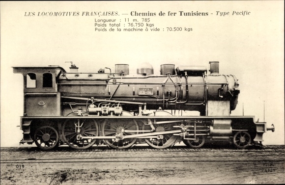 Postcard Les Locomotives Francaises, Machine 231-191, Tunisian Railways, Französische Eisenbahn