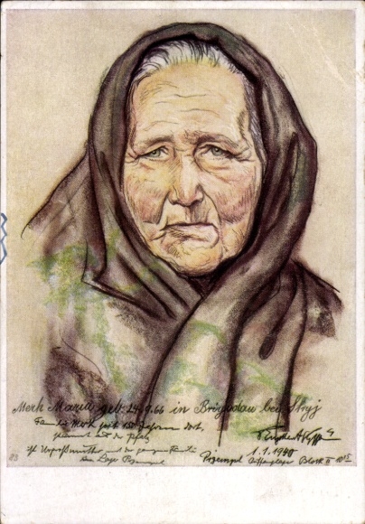 Artist Postcard Engelhardt, Otto, From the Great Trek, Farmer Maria Merk, 1940