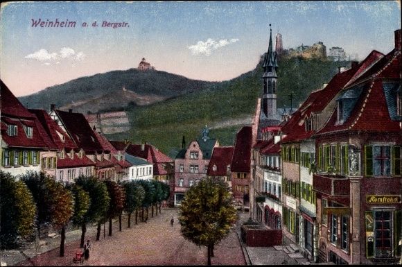 Postcard Weinheim an der Bergstrasse Baden, view of the town, ruins