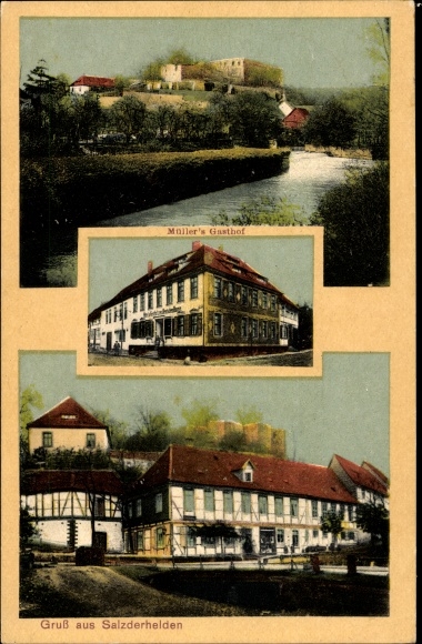 Ak Salzderhelden Einbeck in Nedersaksen, gedeeltelijk zicht, Müller's herberg