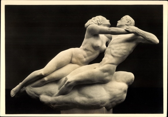 Postcard sculpture by Josef Thorak, Francesca da Rimini, HDK 553, Photo Hoffmann