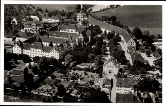 Postcard Salem in the Bodenseekreis Baden, Imperial Abbey, aerial photograph