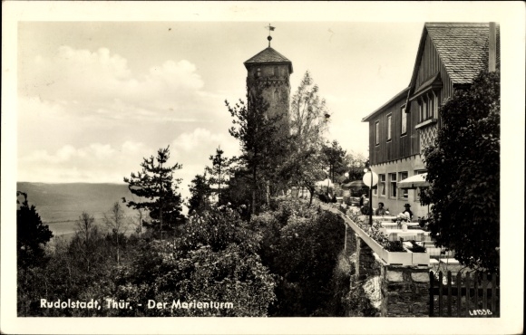 Postcard Rudolstadt in Thuringia, The Marienturm with inn