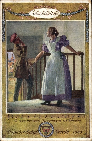Song Postcard Filia hospitalis, O blissful youth with joy, German School Association No. 92