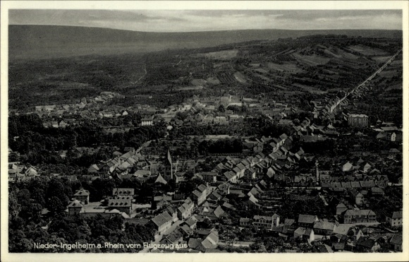Postcard Nieder Ingelheim am Rhein, aerial photograph