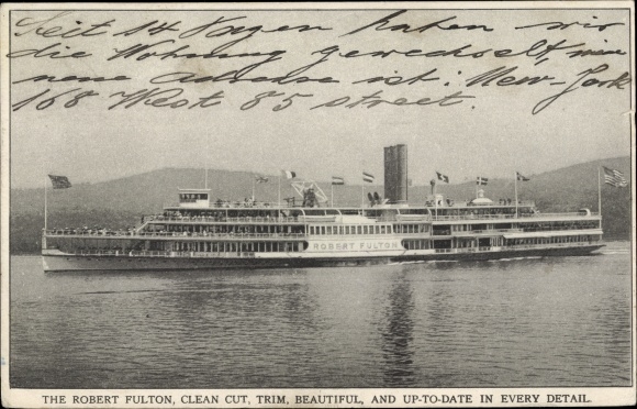 Postcard steamer Robert Fulton on the Hudson