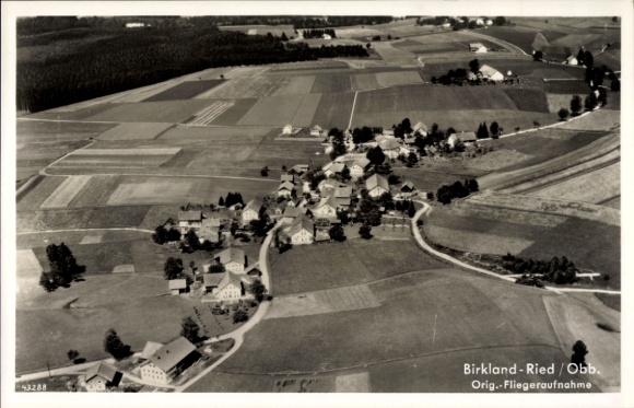 Postcard Birkland Peiting in Upper Bavaria, aerial photograph