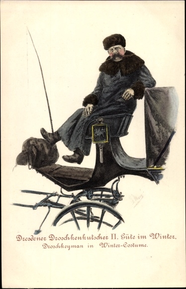 Künstler Ak More, G., Dresdner Droschkenkutscher II., Güte im Winter