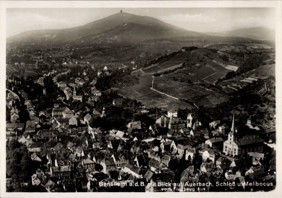 Postcard Bensheim on the Bergstraße Hesse, aerial photograph